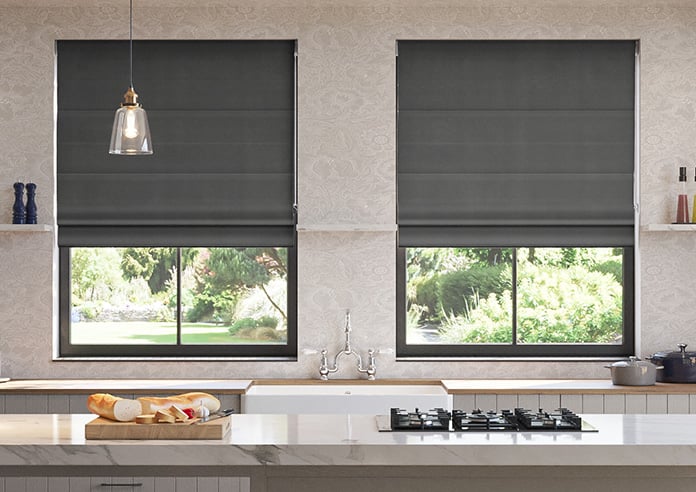 Ultra Luxe Velvet, Dark Grey - Motorised Roman Blind - Image 3